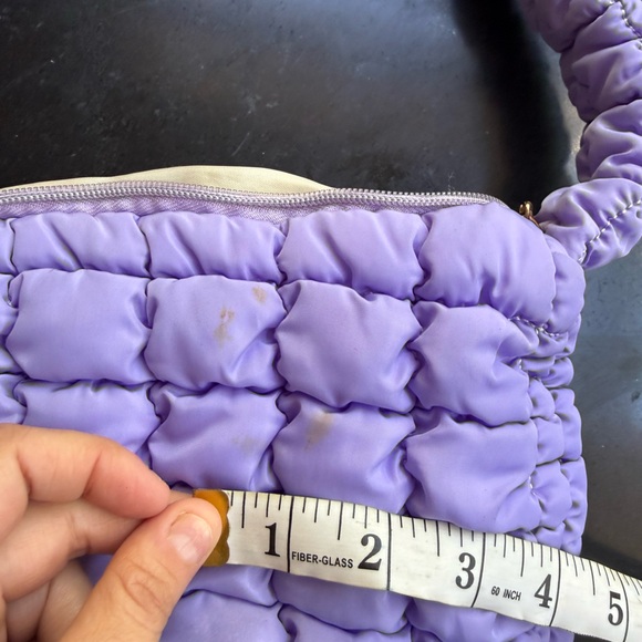 Lilac Quilted Puffy Small Baguette Women's Bag, Slouchy, Summer, Spring - Picture 10 of 12